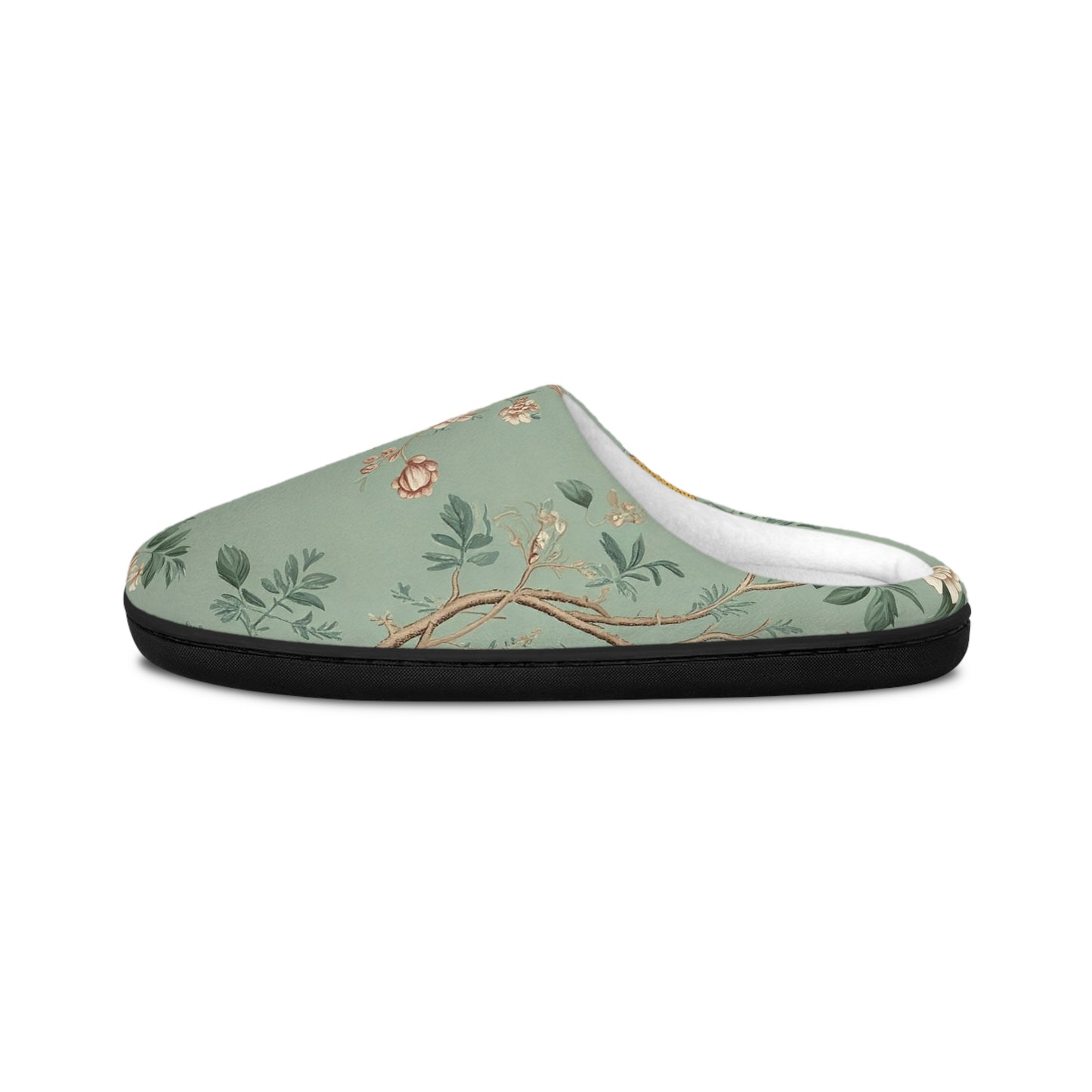 Green Chinoiserie - Floral Indoor Slippers for Women