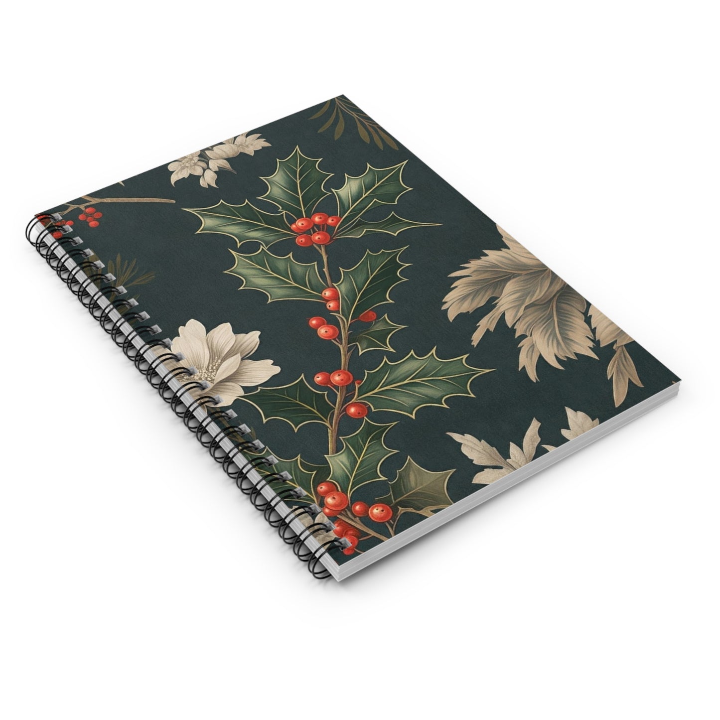 Christmas Holly Chintz Journal - 6x8 Spiral Notebook