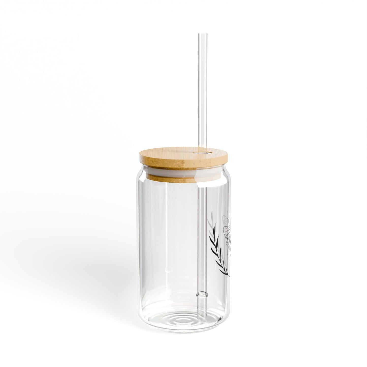 Bee Inspired: 16oz Can-Shaped Sipper Glass with Lid & Straw