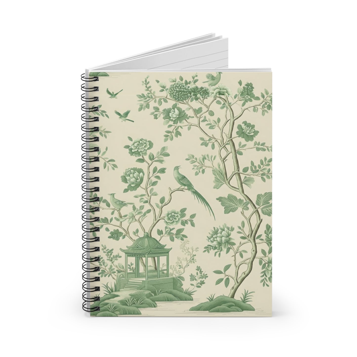 Green Chinoiserie Journal - 6x8 Spiral Notebook