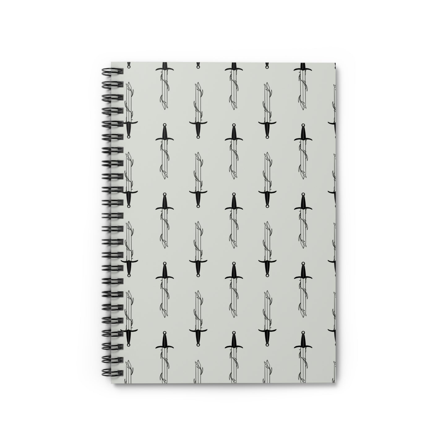 Flourishing Strength: Floral & Swords Spiral Notebook (6" x 8")