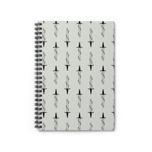 Flourishing Strength: Floral & Swords Spiral Notebook (6" x 8")