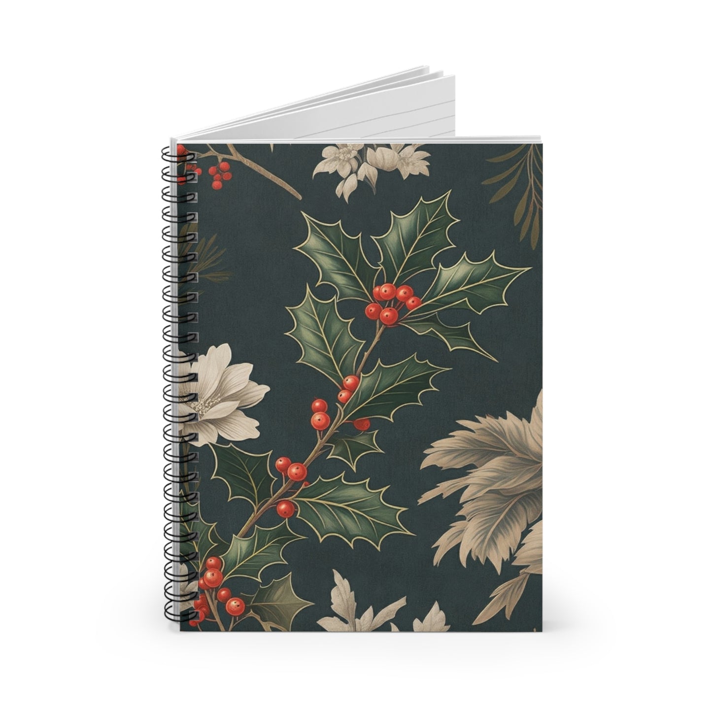 Christmas Holly Chintz Journal - 6x8 Spiral Notebook