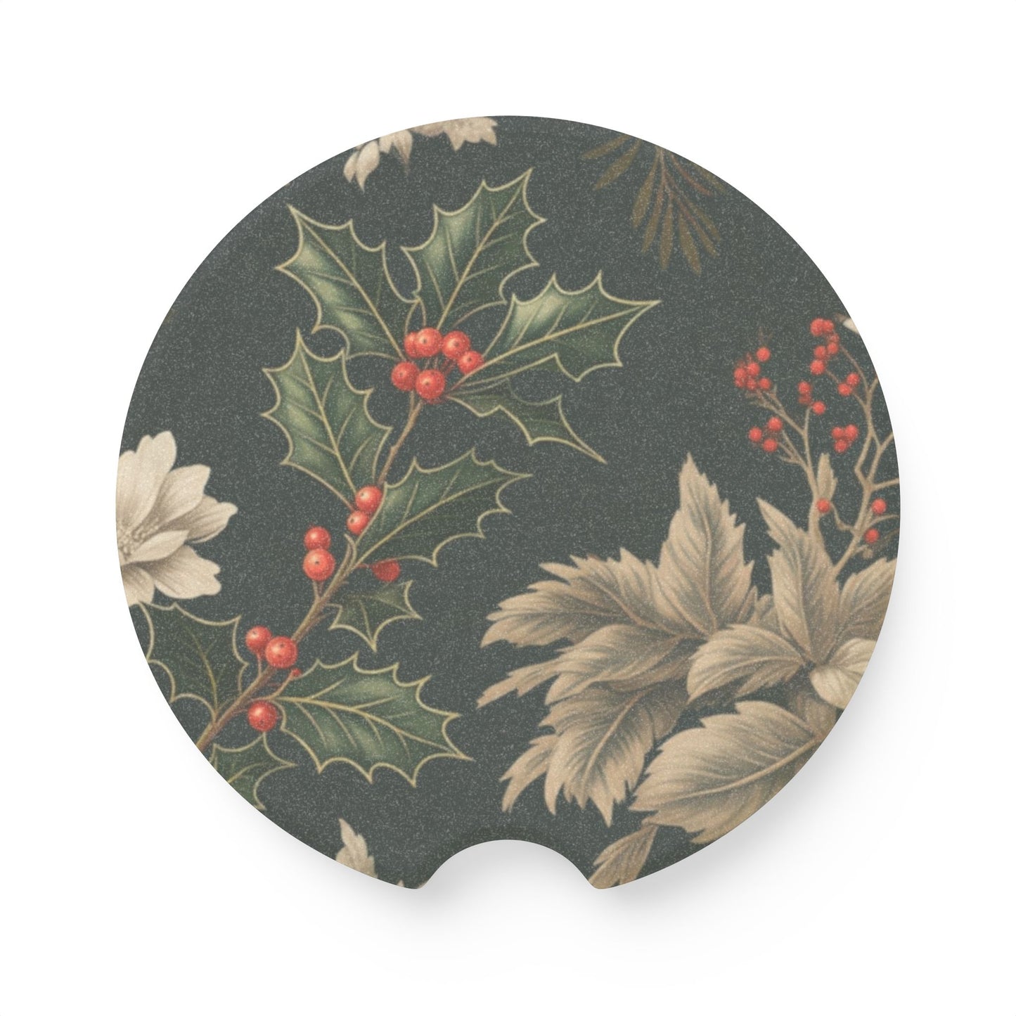 Christmas Holly - Soapstone Car Coaster