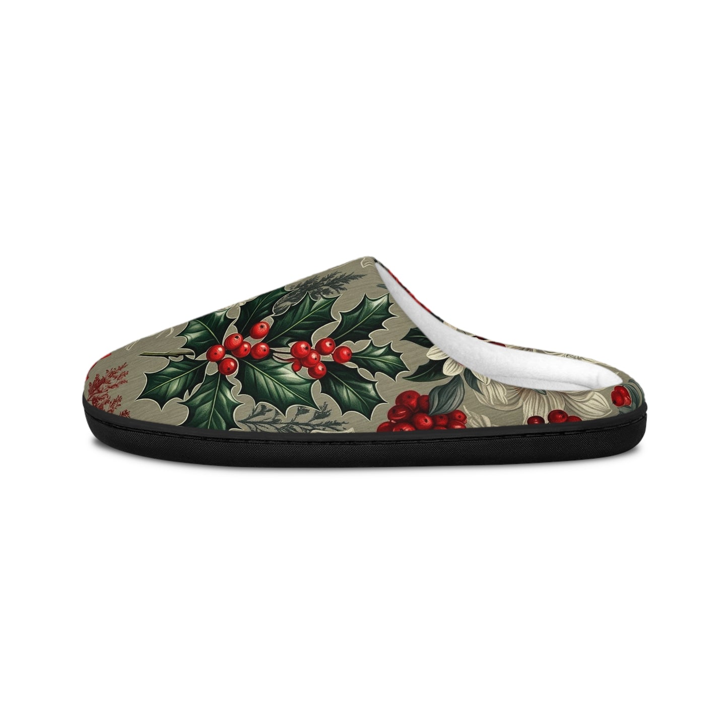 Christmas Holly - Floral Indoor Slippers for Women