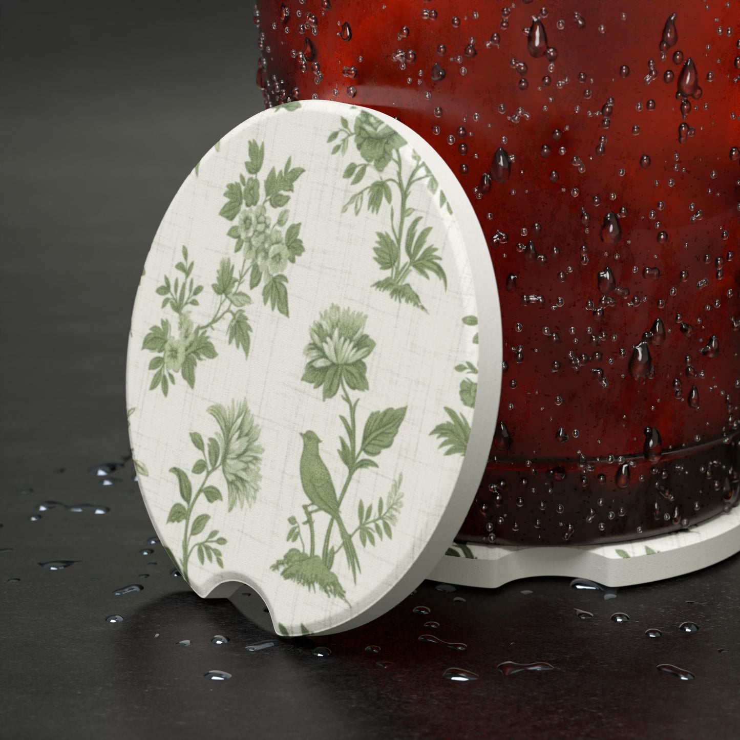 Green Chinoiserie - Soapstone Car Coaster