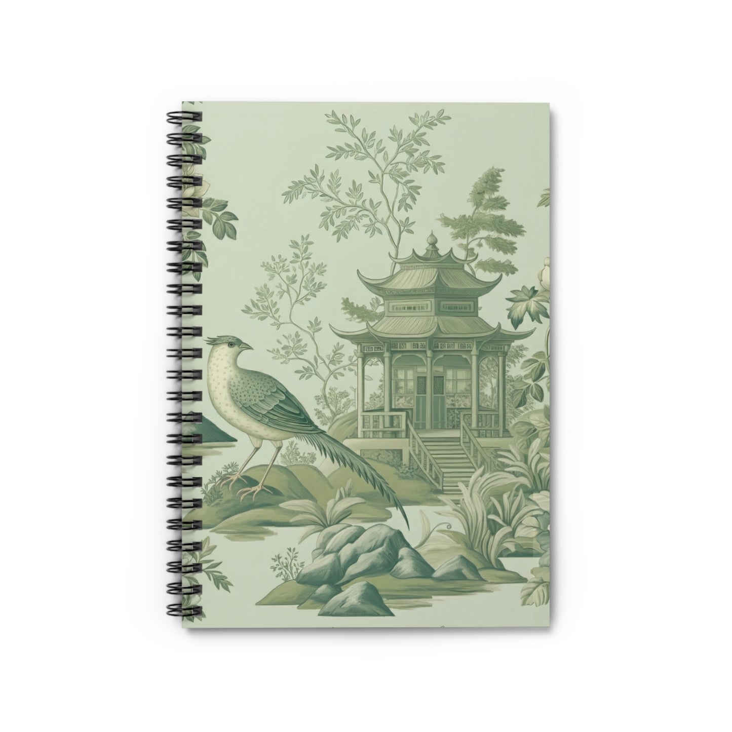 Green Chinoiserie Journal - 6x8 Spiral Notebook