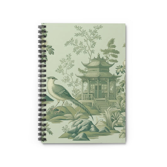 Green Chinoiserie Journal - 6x8 Spiral Notebook