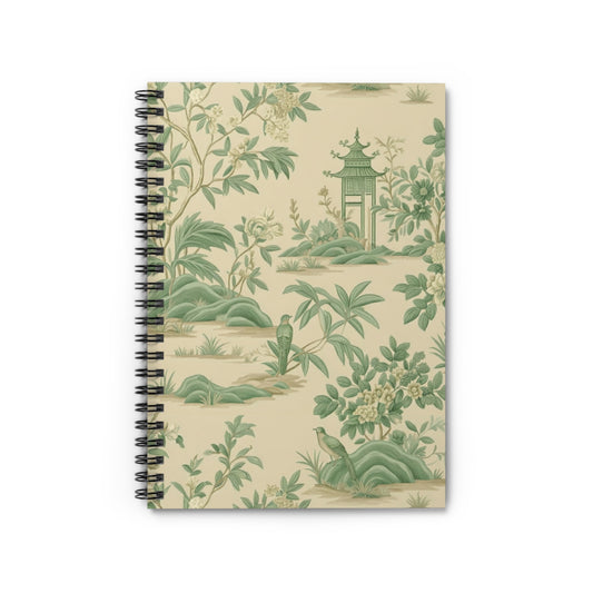 Green Chinoiserie Journal - 6x8 Spiral Notebook