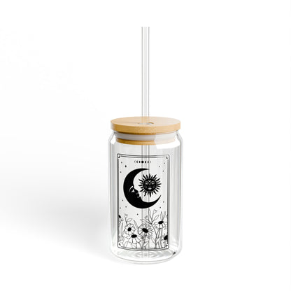 Celestial Sip: 16oz Can-Shaped Sipper Glass with Lid & Straw