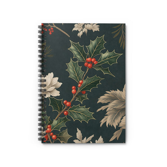 Christmas Holly Chintz Journal - 6x8 Spiral Notebook