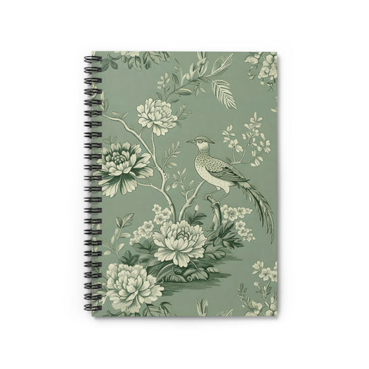 Green Chinoiserie Journal - 6x8 Spiral Notebook