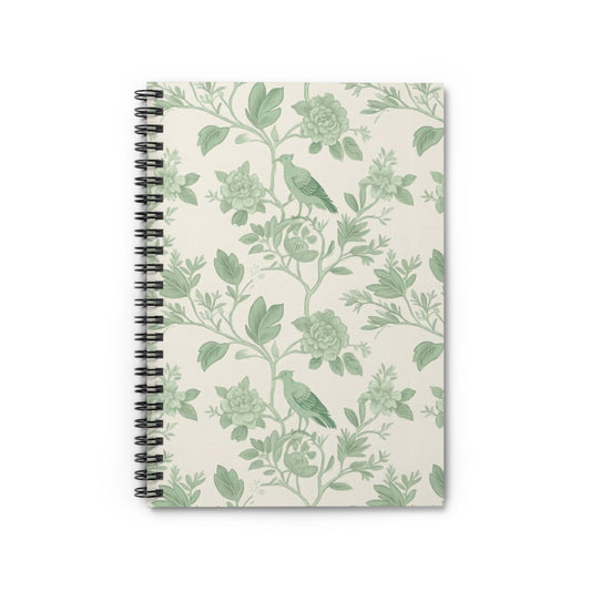 Green Chinoiserie Journal - 6x8 Spiral Notebook