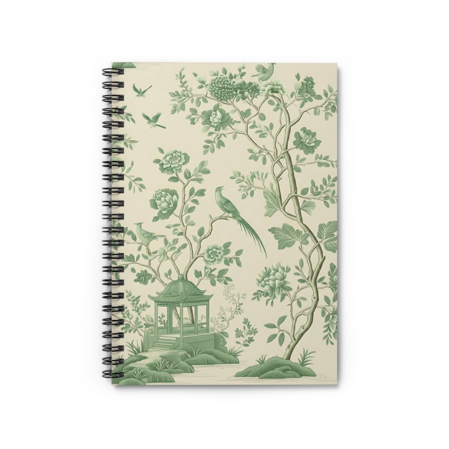 Green Chinoiserie Journal - 6x8 Spiral Notebook