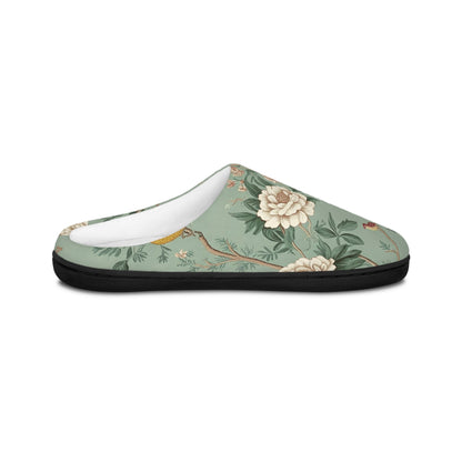 Green Chinoiserie - Floral Indoor Slippers for Women