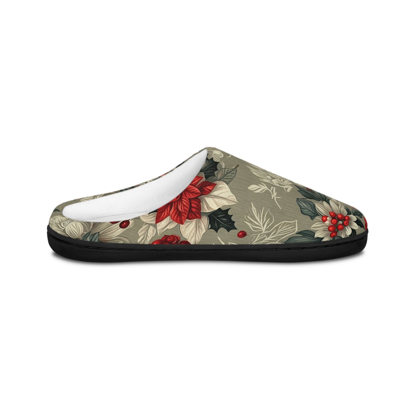 Christmas Holly - Floral Indoor Slippers for Women