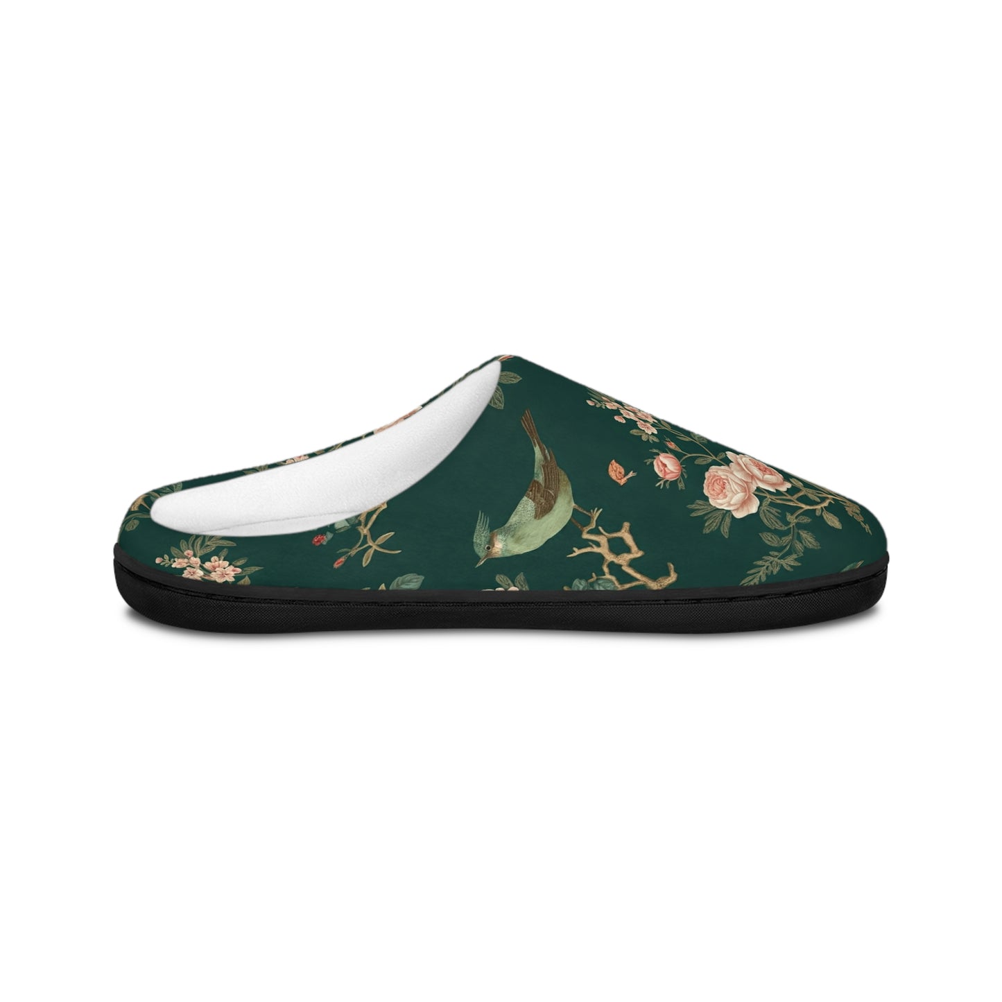 Green Chinoiserie - Floral Indoor Slippers for Women