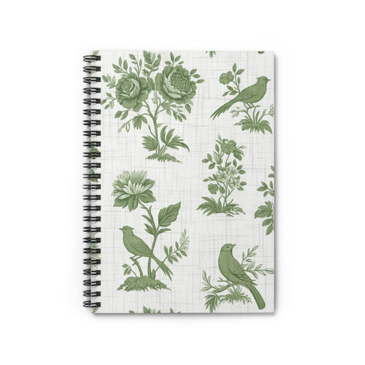 Green Chinoiserie Journal - 6x8 Spiral Notebook