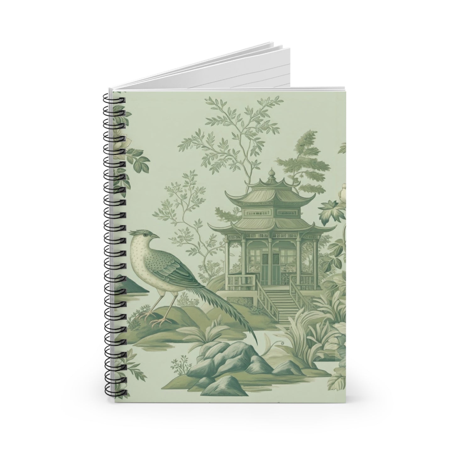 Green Chinoiserie Journal - 6x8 Spiral Notebook