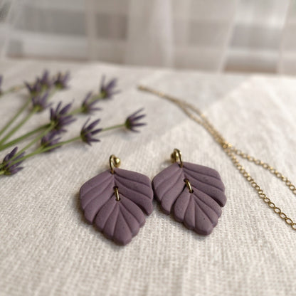 The Driftleaf Drop Earrings – Hazy Lilac – Garden Collection · Moonlit Garden | Hypoallergenic 18K Gold-Plated – Handmade Jewelry