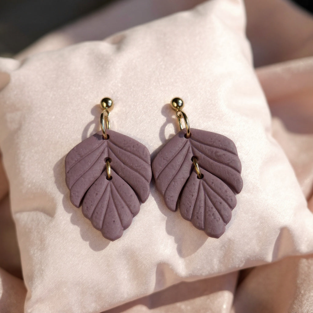 The Driftleaf Drop Earrings – Hazy Lilac – Garden Collection · Moonlit Garden | Hypoallergenic 18K Gold-Plated – Handmade Jewelry