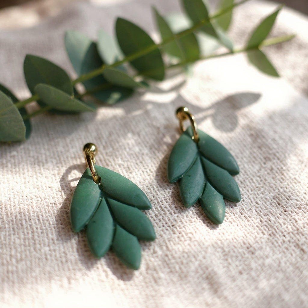 The Laurel Drop Earrings – Winter Sage – Winter Collection · Christmas Tree Farm | Hypoallergenic 18K Gold-Plated – Handmade Jewelry