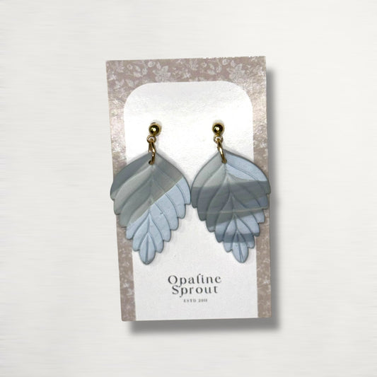 The Pressed Leaf Drop Earrings – Hazy Blue – Water Collection · Yacht | Hypoallergenic 18K Gold-Plated – Handmade Jewelry