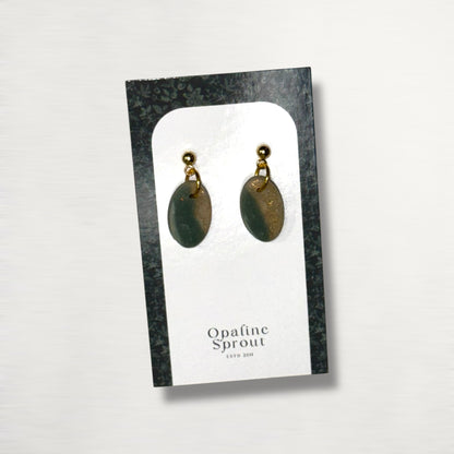 The Pebble Drop Earrings – Moss Agate – Special Edition | Hypoallergenic 18K Gold-Plated – Handmade Jewelry