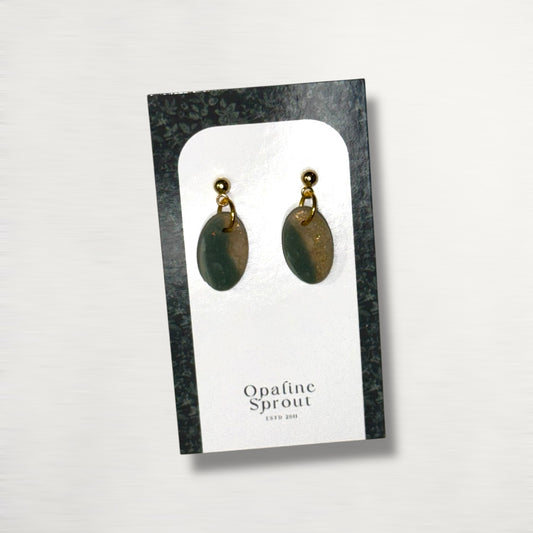 The Pebble Drop Earrings – Moss Agate – Special Edition | Hypoallergenic 18K Gold-Plated – Handmade Jewelry
