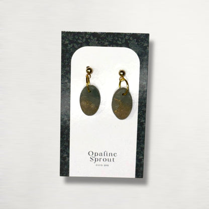 The Pebble Drop Earrings – Moss Agate – Special Edition | Hypoallergenic 18K Gold-Plated – Handmade Jewelry