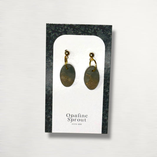 The Pebble Drop Earrings – Moss Agate – Special Edition | Hypoallergenic 18K Gold-Plated – Handmade Jewelry