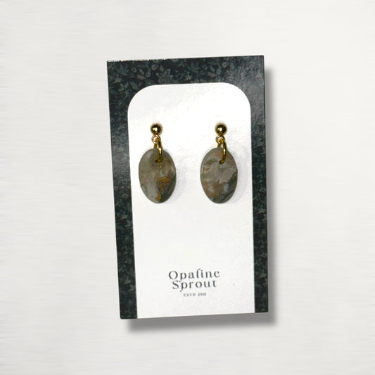 The Pebble Drop Earrings – Moss Agate – Special Edition | Hypoallergenic 18K Gold-Plated – Handmade Jewelry