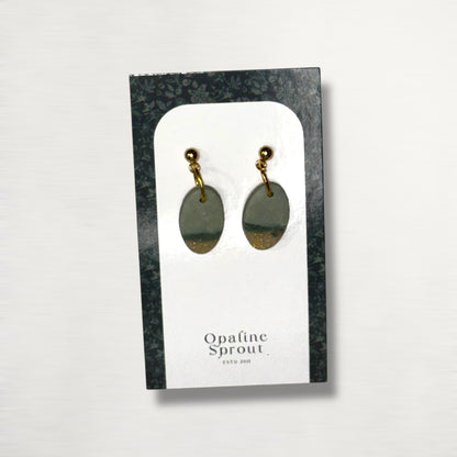 The Pebble Drop Earrings – Moss Agate – Special Edition | Hypoallergenic 18K Gold-Plated – Handmade Jewelry
