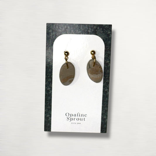 The Pebble Drop Earrings – Moss Agate – Special Edition | Hypoallergenic 18K Gold-Plated – Handmade Jewelry