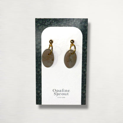 The Pebble Drop Earrings – Moss Agate – Special Edition | Hypoallergenic 18K Gold-Plated – Handmade Jewelry