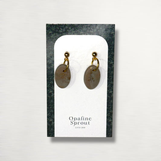 The Pebble Drop Earrings – Moss Agate – Special Edition | Hypoallergenic 18K Gold-Plated – Handmade Jewelry