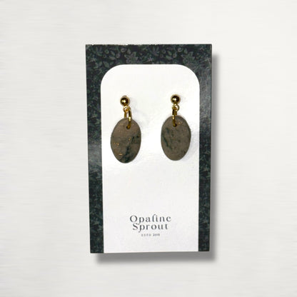 The Pebble Drop Earrings – Moss Agate – Special Edition | Hypoallergenic 18K Gold-Plated – Handmade Jewelry