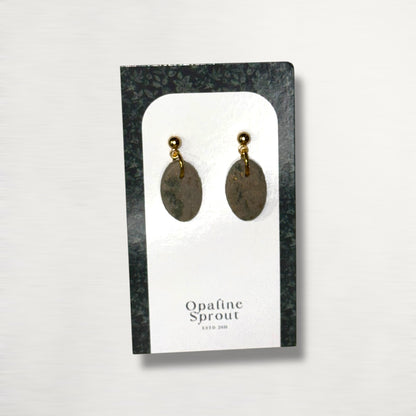 The Pebble Drop Earrings – Moss Agate – Special Edition | Hypoallergenic 18K Gold-Plated – Handmade Jewelry
