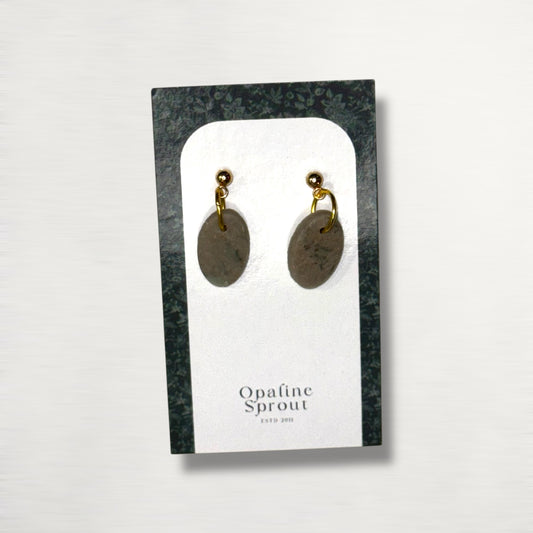 The Pebble Drop Earrings – Moss Agate – Special Edition | Hypoallergenic 18K Gold-Plated – Handmade Jewelry