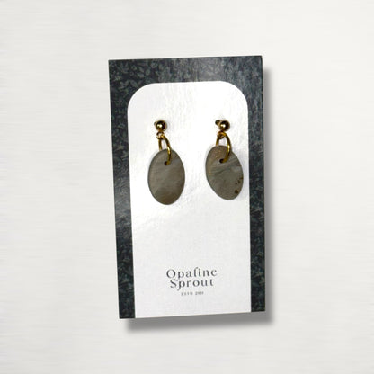 The Pebble Drop Earrings – Moss Agate – Special Edition | Hypoallergenic 18K Gold-Plated – Handmade Jewelry