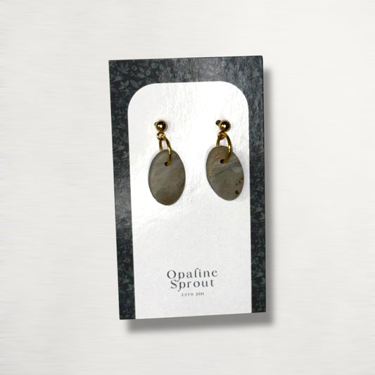 The Pebble Drop Earrings – Moss Agate – Special Edition | Hypoallergenic 18K Gold-Plated – Handmade Jewelry