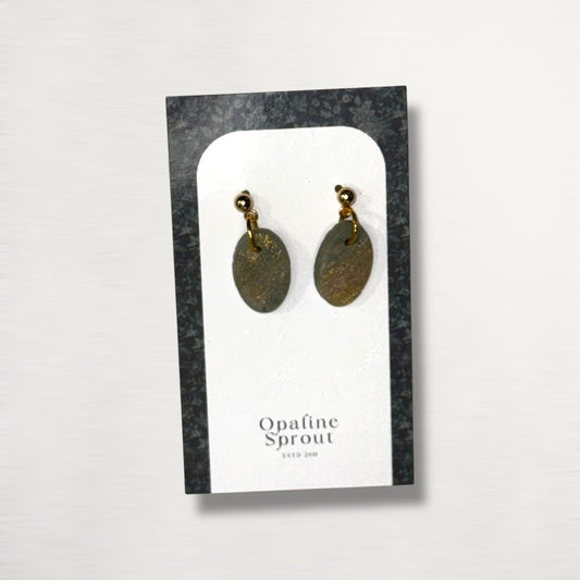 The Pebble Drop Earrings – Moss Agate – Special Edition | Hypoallergenic 18K Gold-Plated – Handmade Jewelry