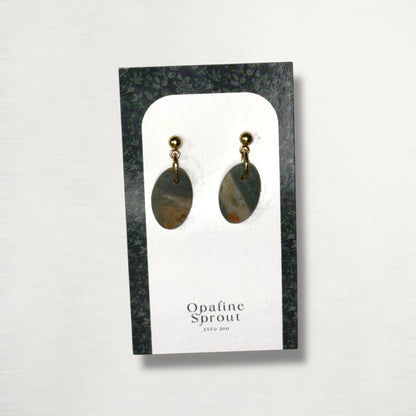 The Pebble Drop Earrings – Moss Agate – Special Edition | Hypoallergenic 18K Gold-Plated – Handmade Jewelry