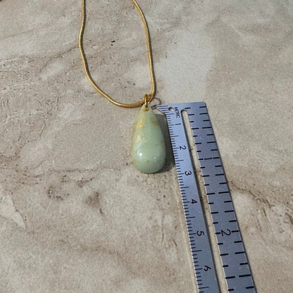 Desert Oasis: Sage Green & Gold Teardrop Necklace