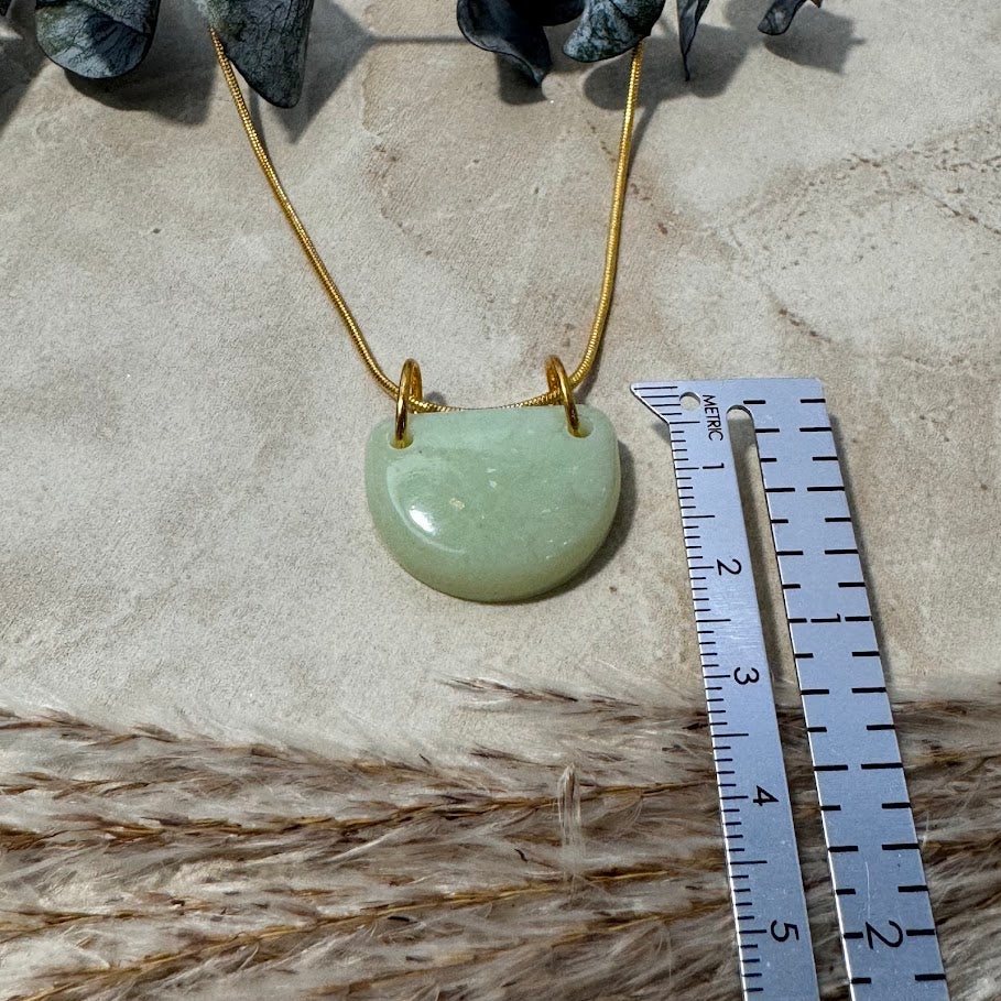 Crescent Moon: Sage Green Half-Moon Pendant Necklace