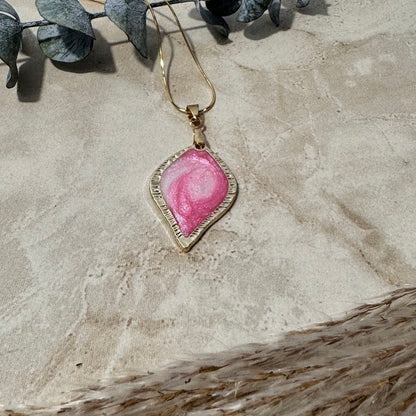 Rosewater Swirl: Pink & White Teardrop Necklace