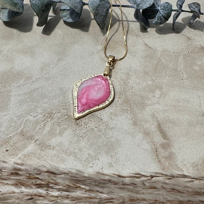 Rosewater Swirl: Pink & White Teardrop Necklace