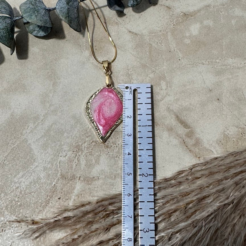 Rosewater Swirl: Pink & White Teardrop Necklace