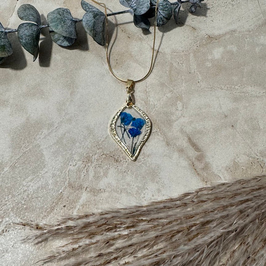 Forget-Me-Not: Pressed Flower Teardrop Necklace