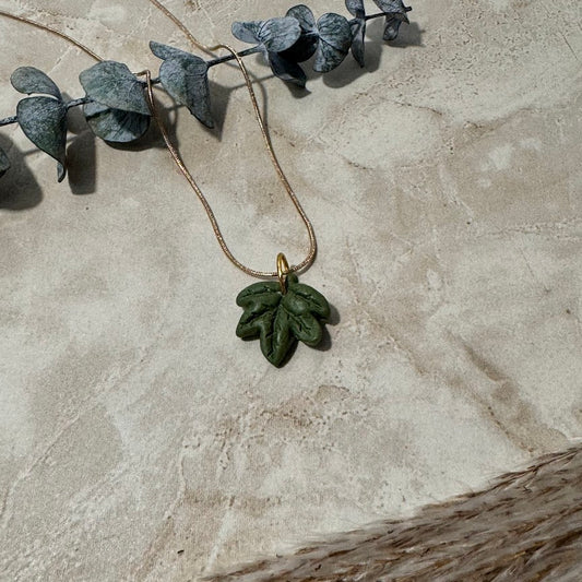 Forest Canopy: Deep Green Maple Leaf Necklace